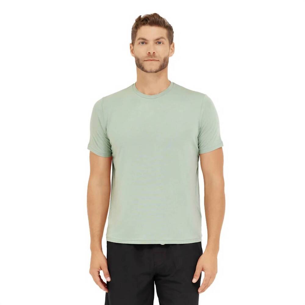 NEW SOMEWHERE SUNNY men's upf 50+ bamboo everyday t-shirt in eucalyptus